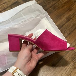 Manolo mule sandals pink suede 38 7.5